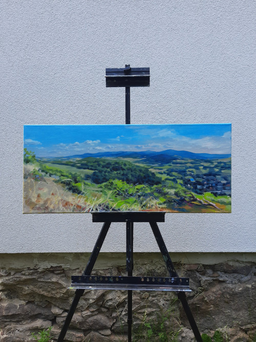 Panoramatický olejobraz "Česká krajina" - 30x70 cm