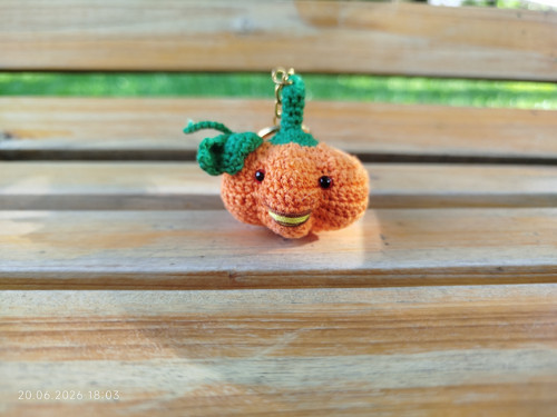 Handmade Amigurumi Pumpkin Keychain 2"