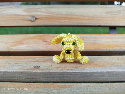 Handmade Amigurumi Dog Puppy Spaniel Keychain 1,6"