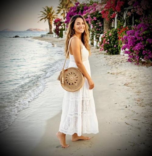 Háčkovaná jutová crossbody kabelka v boho stylu