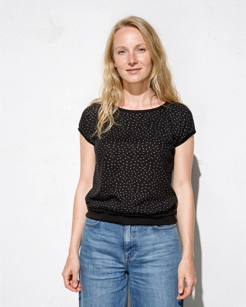 Tričko-mušelín černo bílý puntík vel.XS-XXL