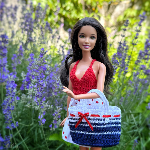 Plážová taška pro Barbie - s červenou mašličkou