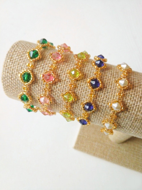 Korálkovy náramek s krystaly/Beaded bracelets