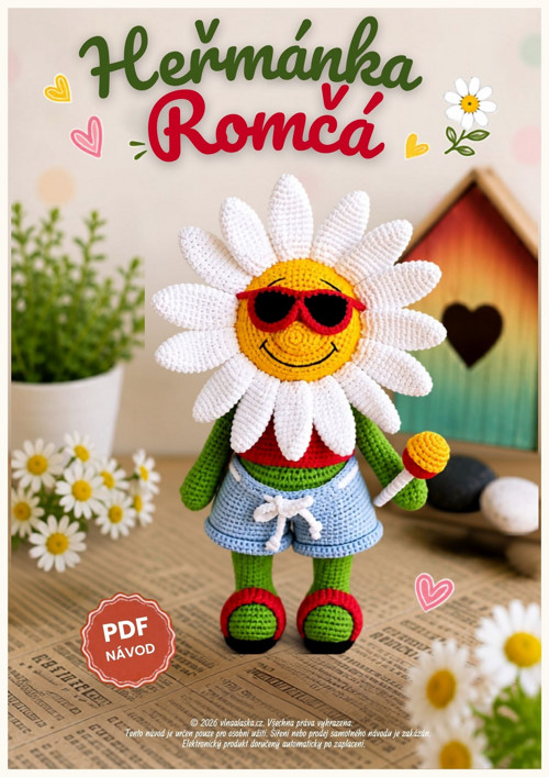 PDF NÁVOD: Háčkovaná panenka Heřmánka Romča