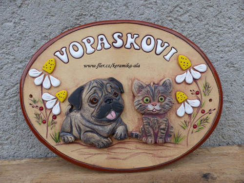 Keramická cedulka mops a mourek / na objednávku