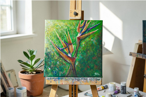 Strelitzia – Rajský pták | originální obraz akryl