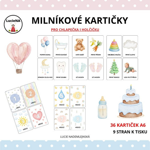 Milníkové kartičky pro chlapečka i holčičku
