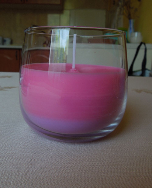 Hand made svíčka ve skle Růžová "Trircolora"