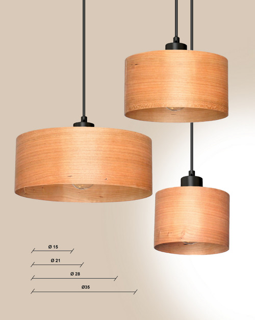 L24C, Ø15-35 Visící lampa z třešňové dýhy