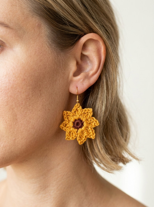 Háčkované náušnice květina/Crochet flower earrings
