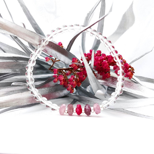 Minerální náramek/ křišťál + spinel - rondelky/0,4