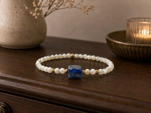Náramek perlet & lapis lazuli — foto 1