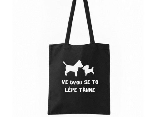 Nákupní taška Ve dvou se to lépe táhne černá