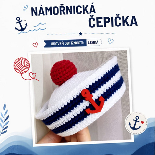 PDF Návod – Námořnická čepička pro amigurumi