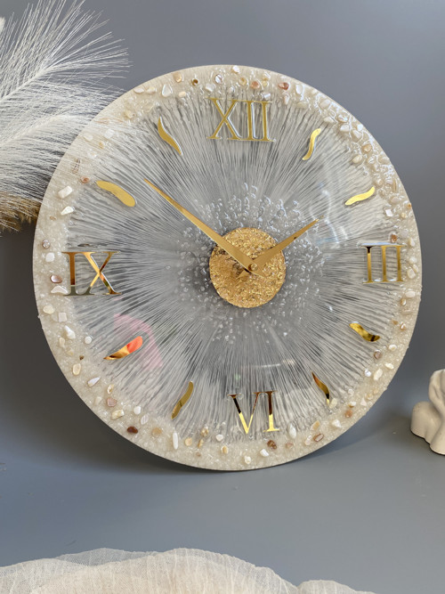 3D nástěnné hodiny „Ivory & Crystals“ 40 cm