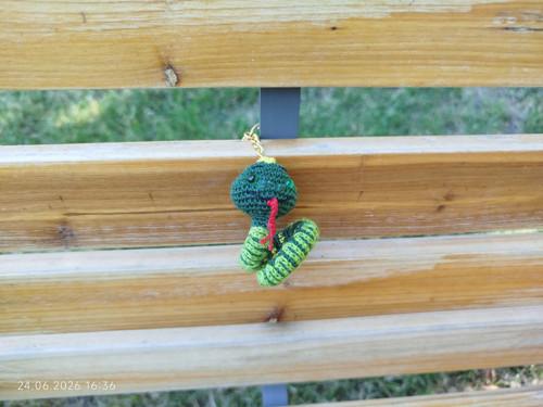 Handmade Amigurumi Snake Keychain 5"