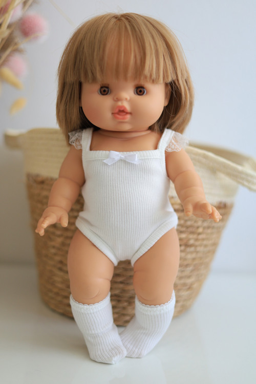 Smetanové body a ponožky pro panenky 34 cm