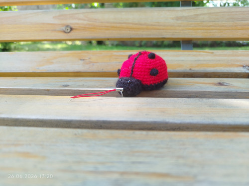 Handmade Amigurumi Ladybug Keychain 2,5"