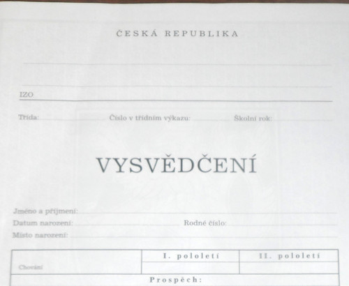 Nový tiskopis, VYSVĚDČENÍ pro 6. - 9. ročník ZŠ