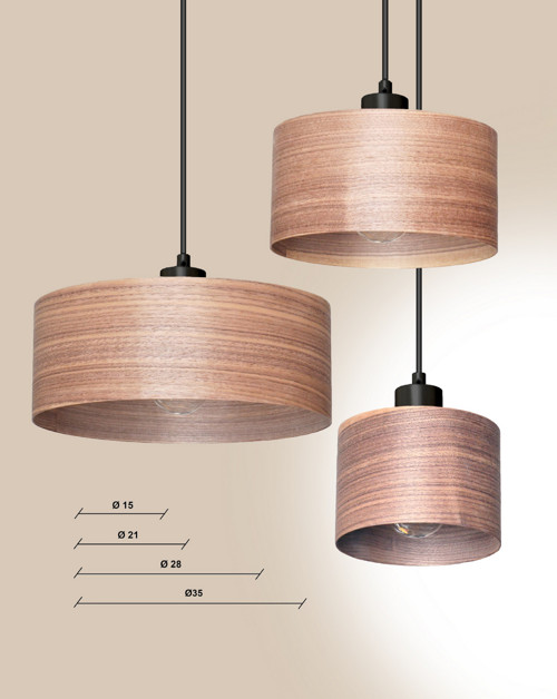 L24O, Ø15-35 Visící lampa z ořechové dýhy