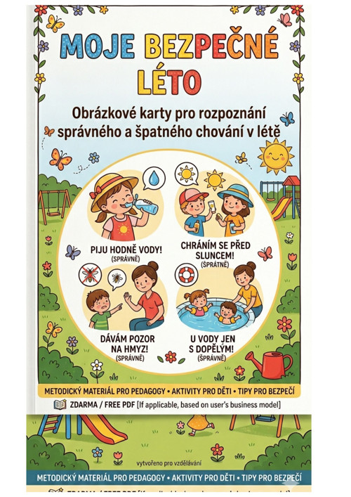 Výukové karty správných a špatných situací v létě