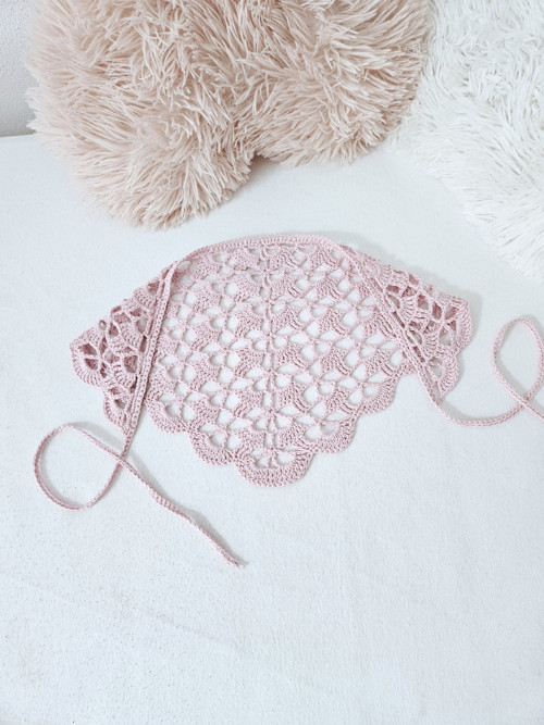 Háčkovaný šatek do vlasů Pastel Pink