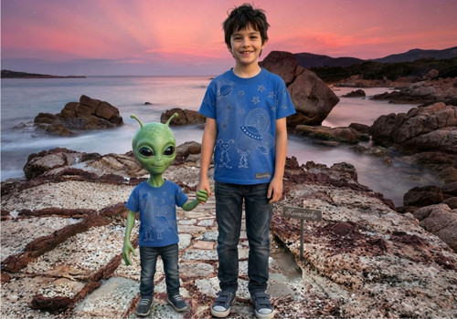 Ručně malované tričko UFO - vesmír, hvězdy, nebe