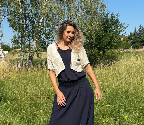 Krátký kardigan mušelín