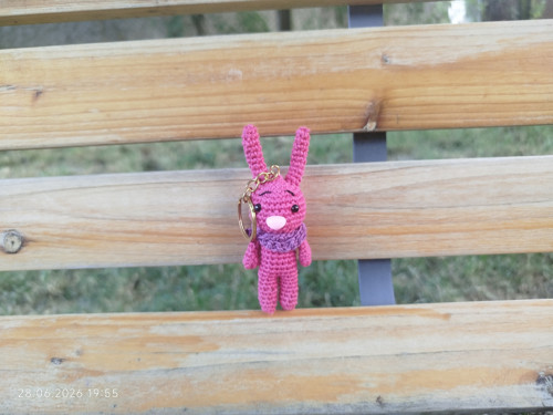 Handmade Amigurumi Rabbit Bunny Keychain 4"
