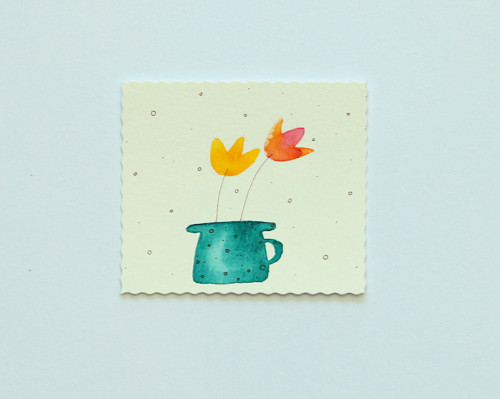 Přání tulipány kartička 8 x 7 cm s obálkou
