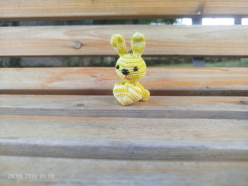 Handmade Amigurumi Bunny Rabbit with Heart 2,4"