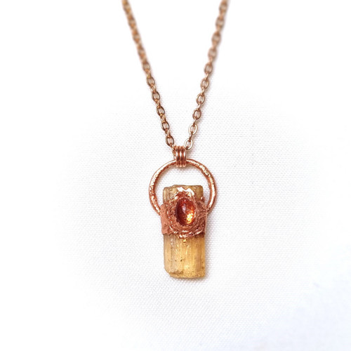 Zlatý topaz Imperial a sluneční kámen - šperk