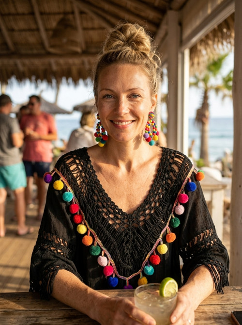 Tunika boho s bambulkama — foto 1