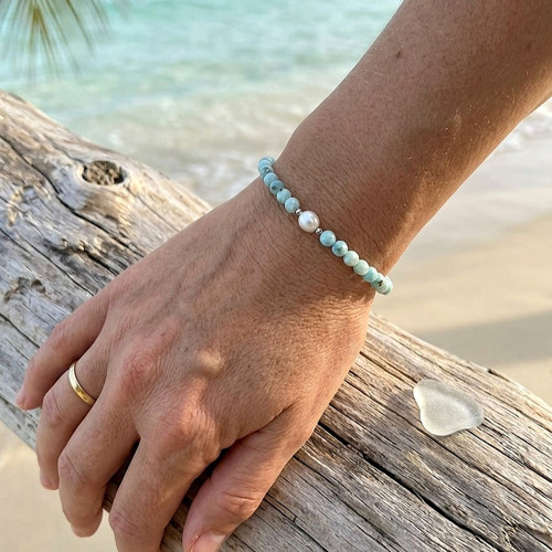 Minerální náramek / larimar - Dominik. rep./ 0,45