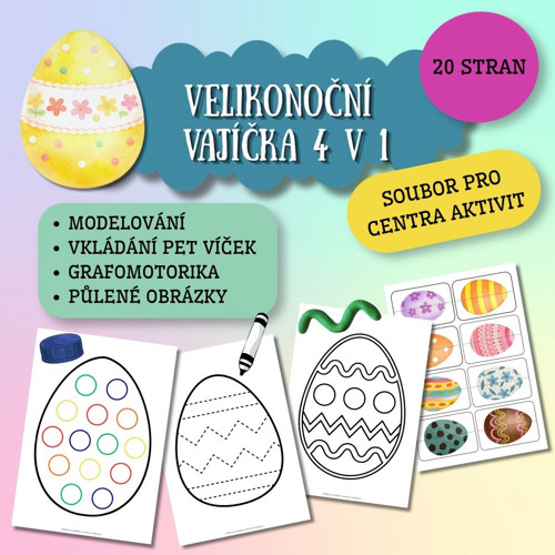 Velikonoční vajíčka 4v1: soubor pro centra aktivit