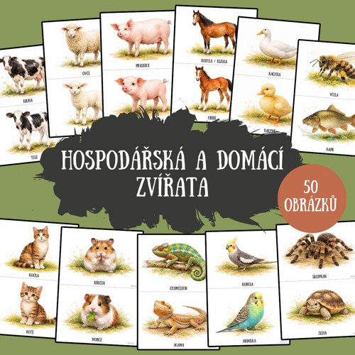Hospodářská a domácí zvířata -demonstrační obrázky