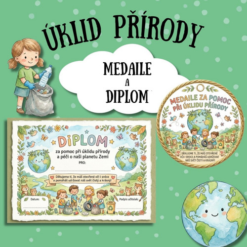 Úklid přírody - medaile a diplom (PDF k tisku)