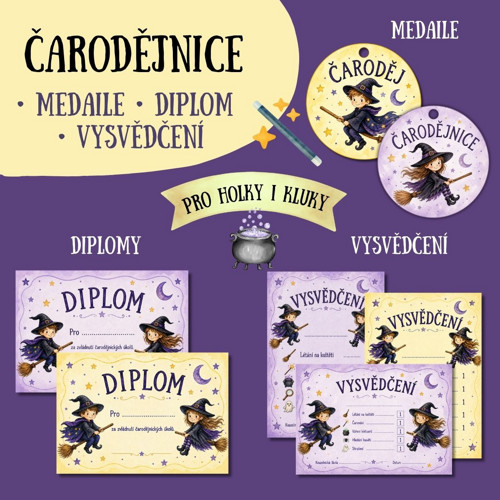 Čarodějnice - medaile, diplom, vysvědčení (PDF)