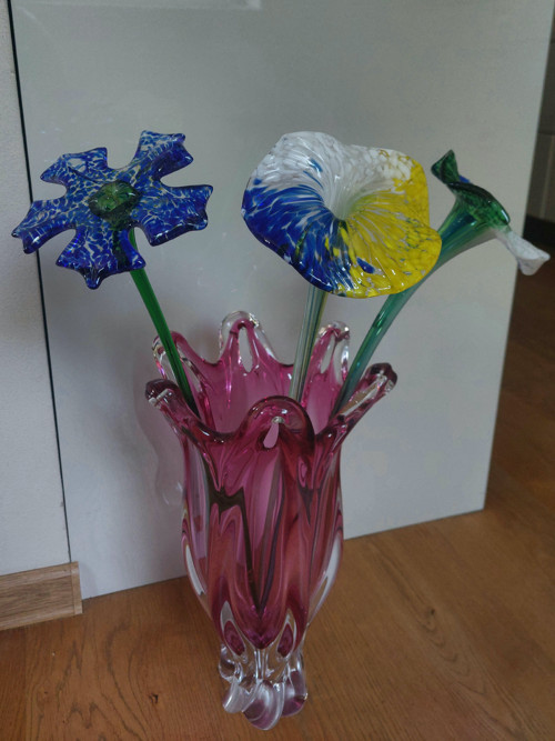 EXBOR – sada 3 skleněných květin 50 cm