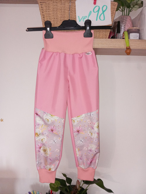Dětské softshellové letní kalhoty 98 růže