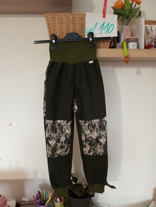 Dětské softshellové letní kalhoty 110 vlci