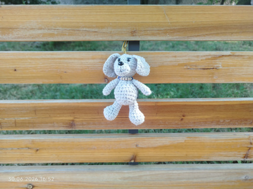 Handmade Amigurumi Dog Keychain 3,2"
