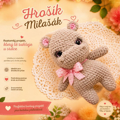 Háčkovaný hrošík Milašák – PDF návod na amigurumi