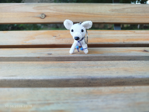 Handmade Amigurumi Dog Keychain 2"