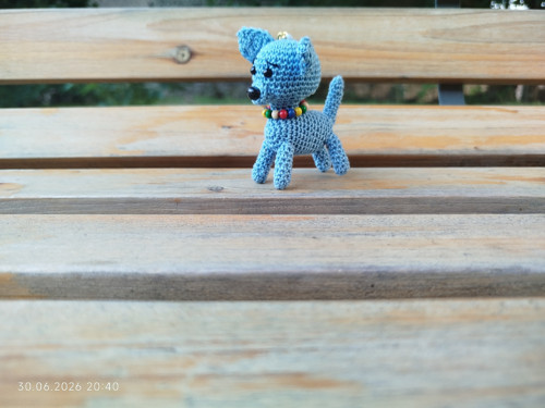 Handmade Amigurumi Dog Keychain 2,7"