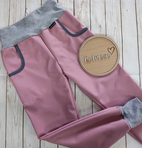 Jarní/podzimní softshell kalhoty starorůžová