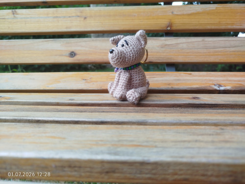 Handmade Amigurumi Dog Puppy Keychain 3,5"