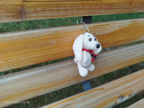 Handmade Amigurumi Dog Puppy Keychain 2,4"