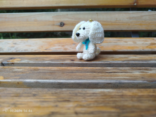 Handmade Amigurumi Dog Puppy Keychain 3"