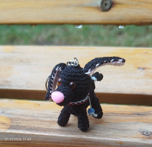Handmade Amigurumi Dog Keychain 1,6"